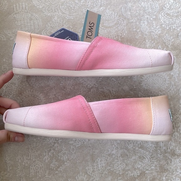 Brand New Toms Candy Pink Ombre Canvas Slip On Casual Shoes Embroidered Sunshine - Picture 9 of 14